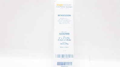 McKesson 92242000 Non-Woven Gauze Sponges 4-Ply,  2inch x 2inch - Pack of 200